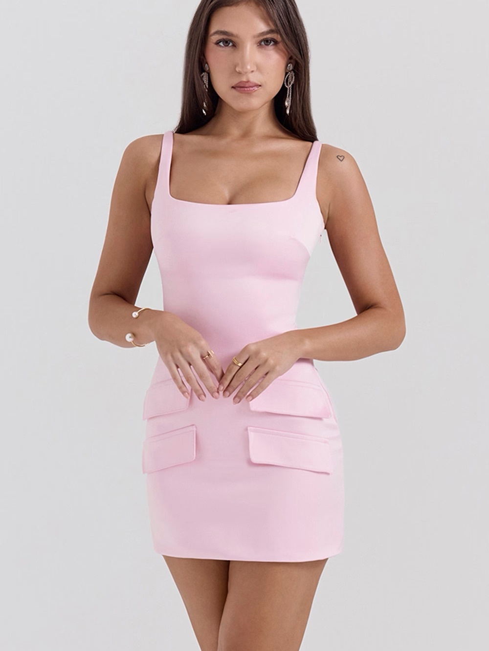 House of CB Colette Rose Pink Satin Mini Dress size M